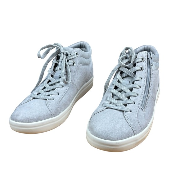 EUC Vionic Rosemont Gray Suede side zip High-Top Sneakers Sz 7 - Picture 1 of 9